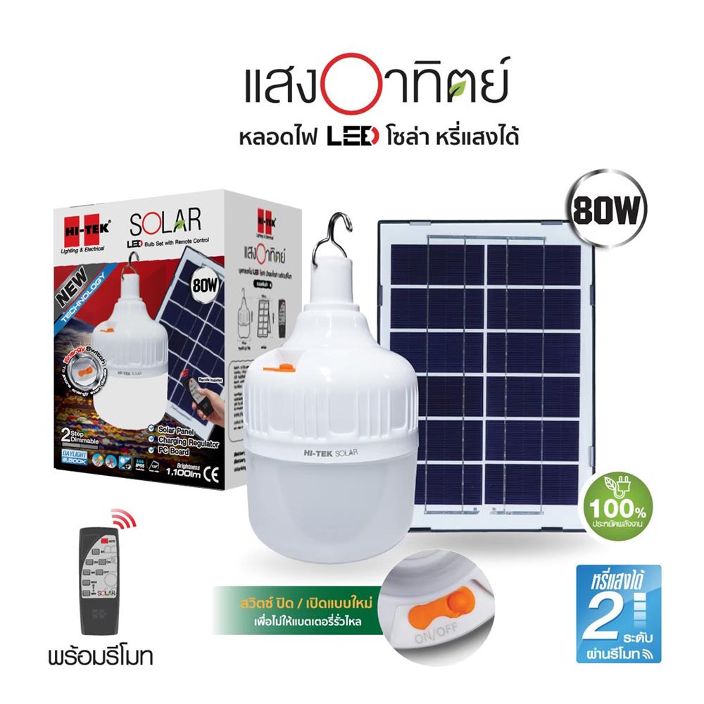ไฟจัดสวน SOLAR HI-TEK HLLSS0080D 80 วัตต์ DAYLIGHT สีขาว