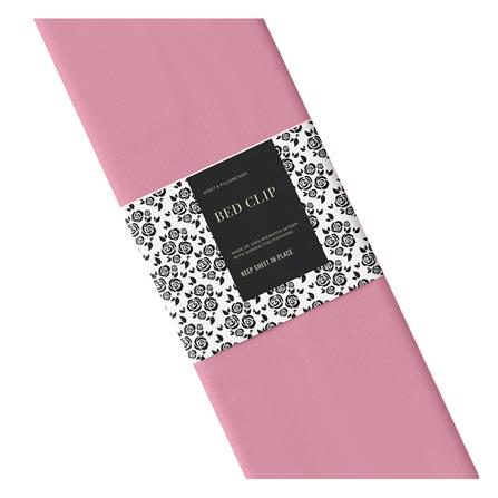 ชุดผ้าปูที่นอน 9.5 ฟุต 3 ชิ้น BED CLIP MICROTEX 14 นิ้ว สี PINK_3