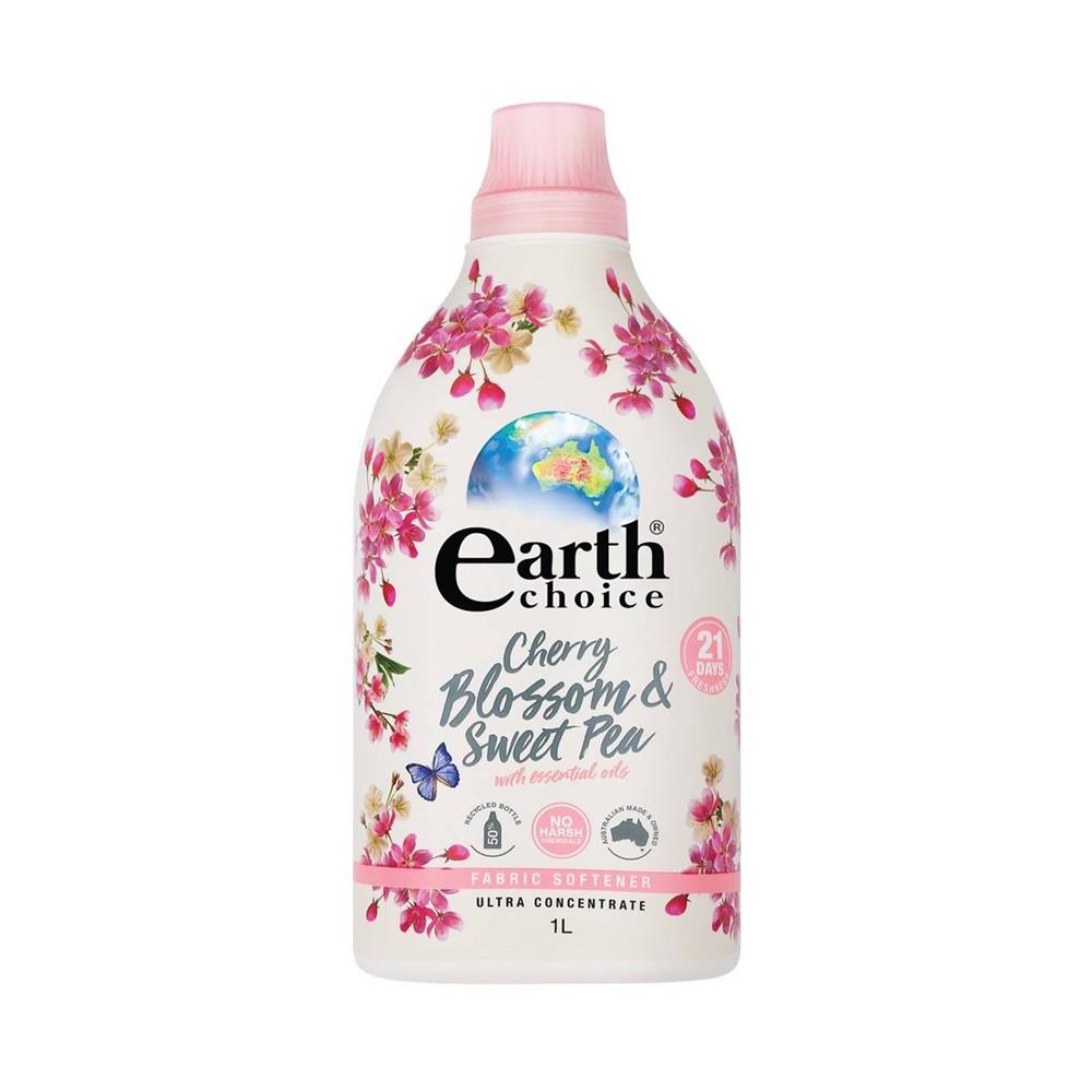 น้ำยาปรับผ้านุ่มสูตรเข้มข้น EARTH CHOICE 1 ลิตร เชอร์รี่บลอสซัมและสวีทพี