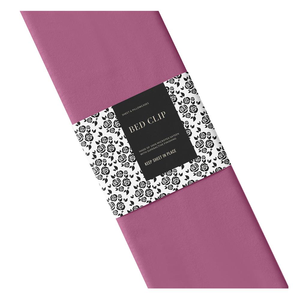 ชุดผ้าปูที่นอน 7 ฟุต 3 ชิ้น BED CLIP MICROTEX 14 นิ้ว สี DARK PINK