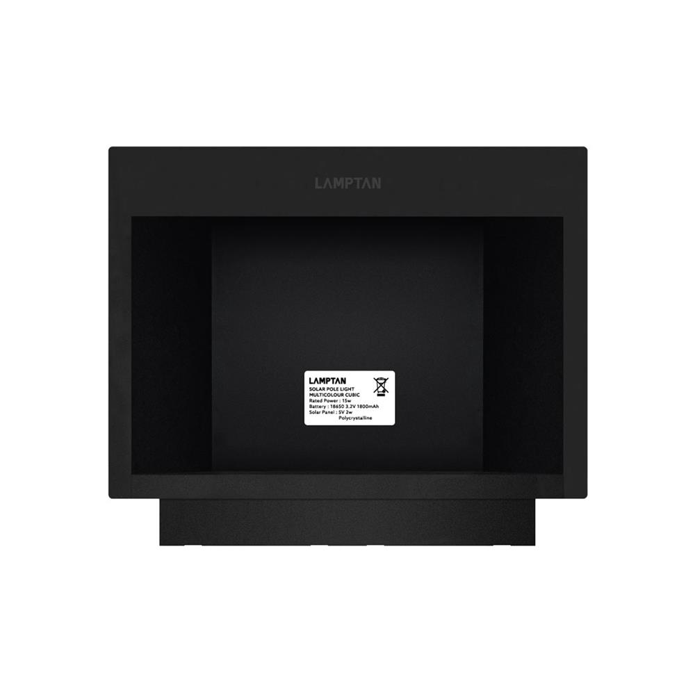 ไฟหัวเสา SOLAR LAMPTAN POLE CUBIC 15 วัตต์ DAYLIGHT/COOL WHITE/WARM WHITE สีดำ