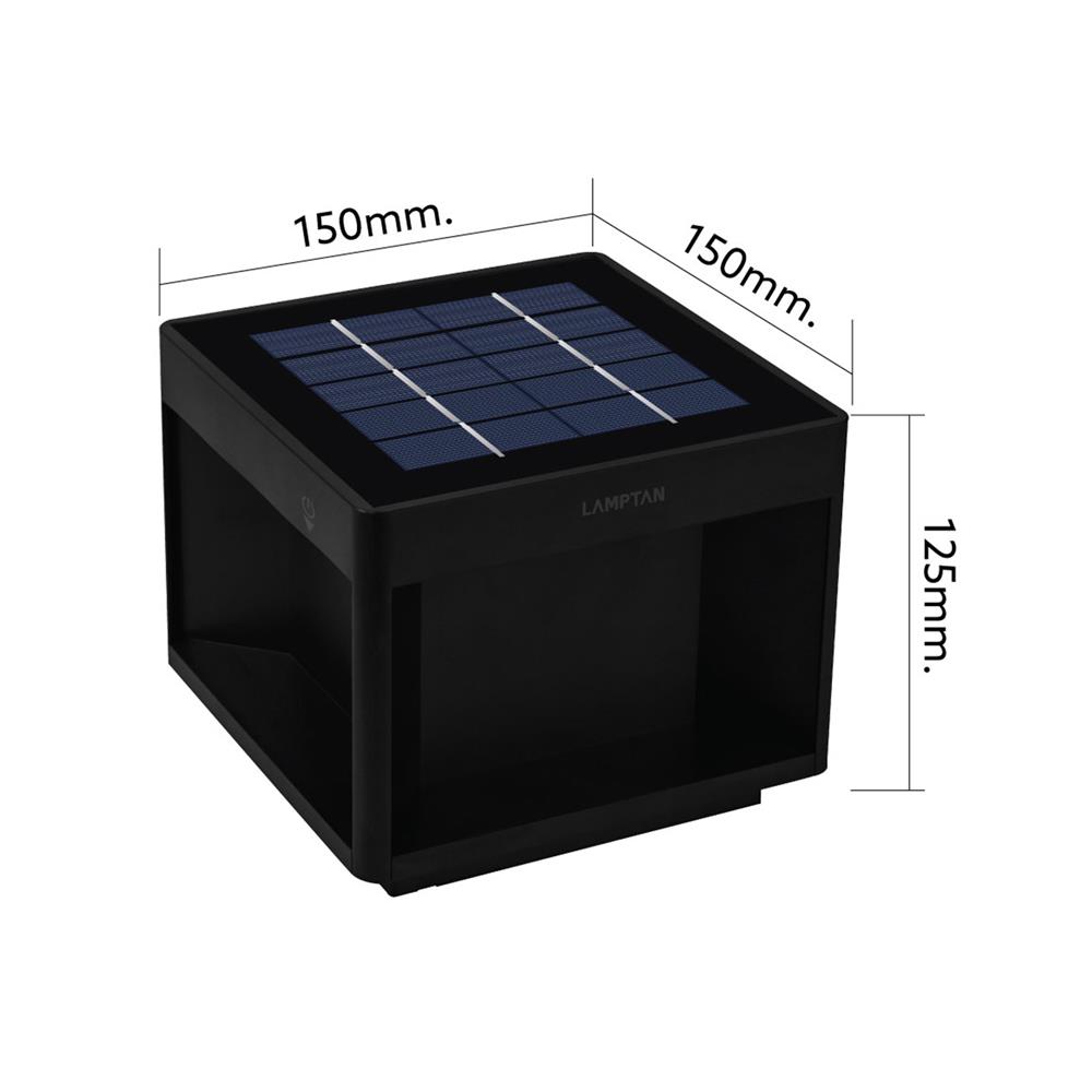 ไฟหัวเสา SOLAR LAMPTAN POLE CUBIC 15 วัตต์ DAYLIGHT/COOL WHITE/WARM WHITE สีดำ
