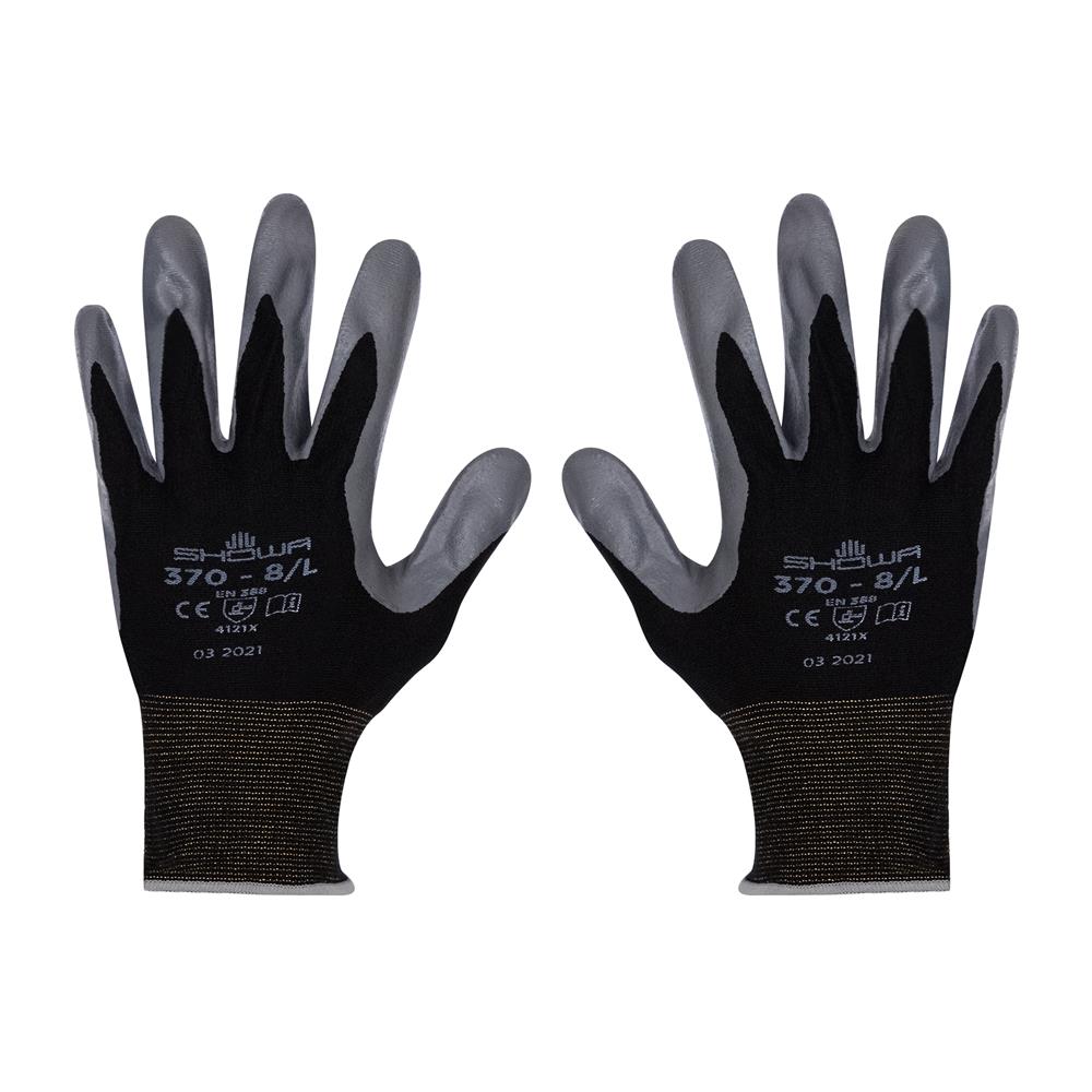 ถุงมือไนลอนเคลือบยาง SHOWA 370 SIZE L สีดำ