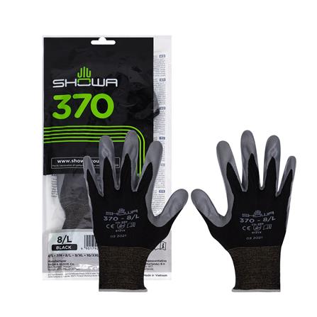ถุงมือไนลอนเคลือบยาง SHOWA 370 SIZE L สีดำ_0