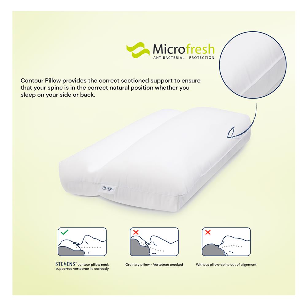 หมอนสุขภาพ ใยสังเคราะห์ STEVENS HEALTH CONTOUR 19x29 นิ้ว สีขาว