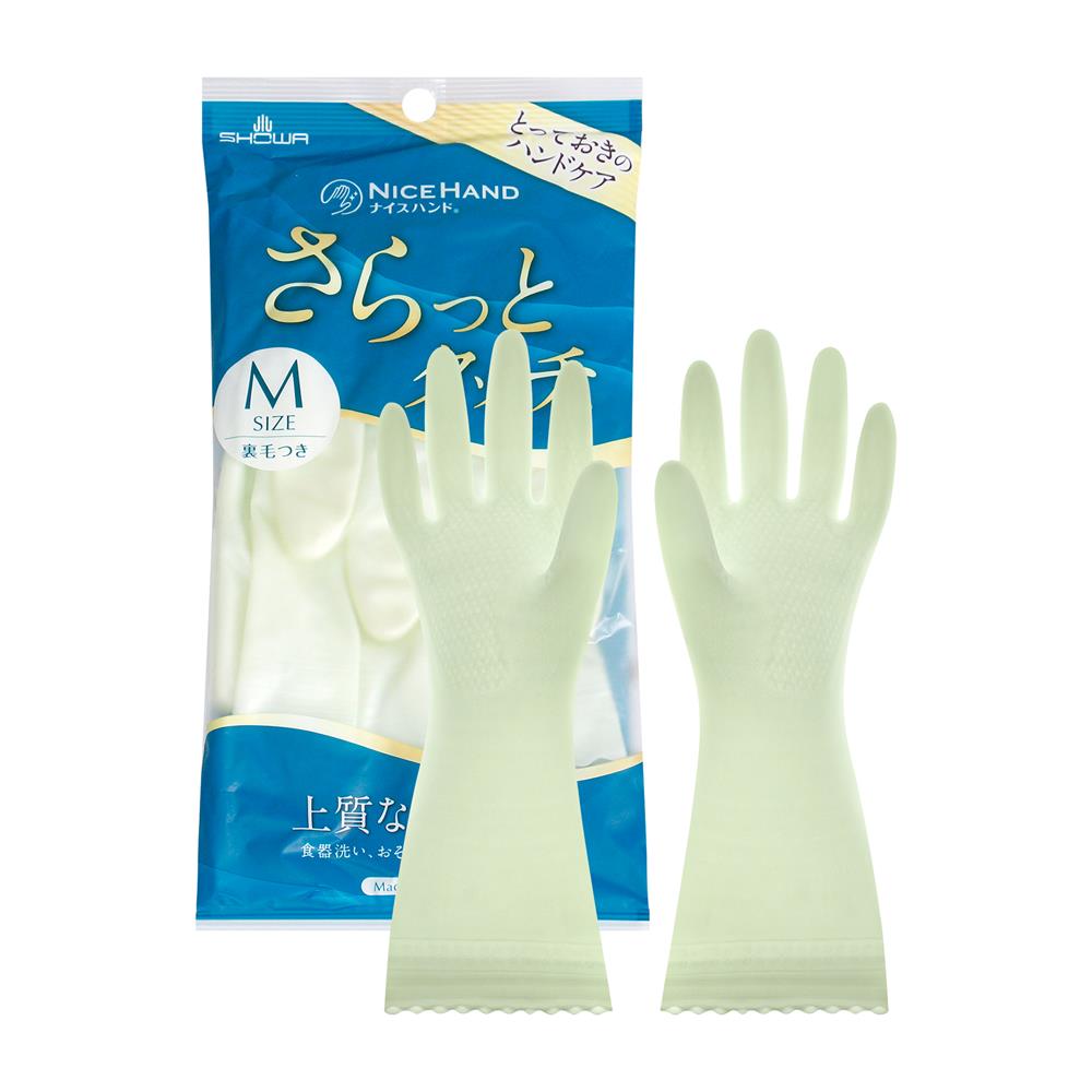 ถุงมือ PVC SHOWA SARATTO TOUCH SIZE M สีเขียวอ่อน
