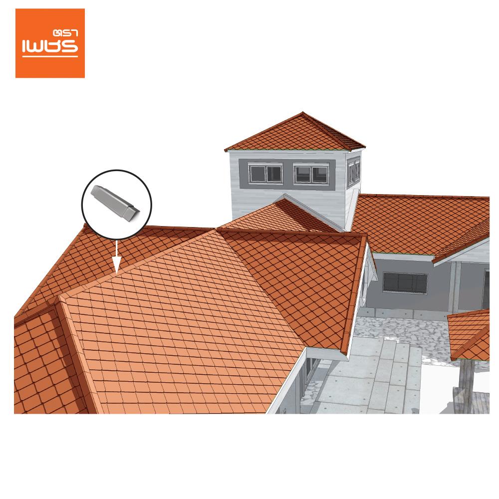 ครอบสันหลังคา 2 ทาง เจียระไน ตราเพชร 21x60 ซม. สีเทาเงิน