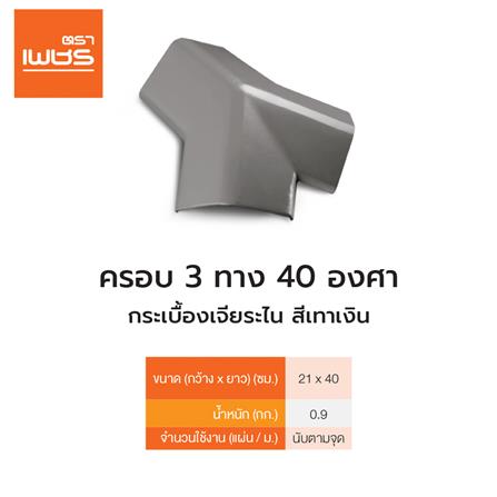 ครอบ 3 ทาง 40 องศา เจียระไน ตราเพชร 40x21 ซม. สีเทาเงิน_1