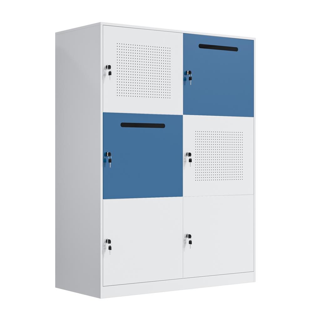 ตู้เหล็ก 6 บานเปิดทึบ FURDINI KULLEN FYD-BBY004 สีขาว/ฟ้า