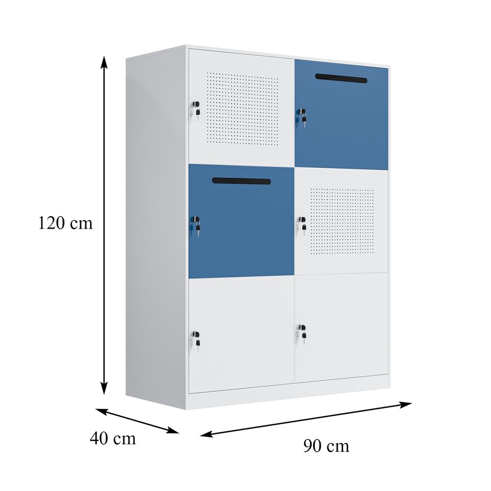 ตู้เหล็ก 6 บานเปิดทึบ FURDINI KULLEN FYD-BBY004 สีขาว/ฟ้า