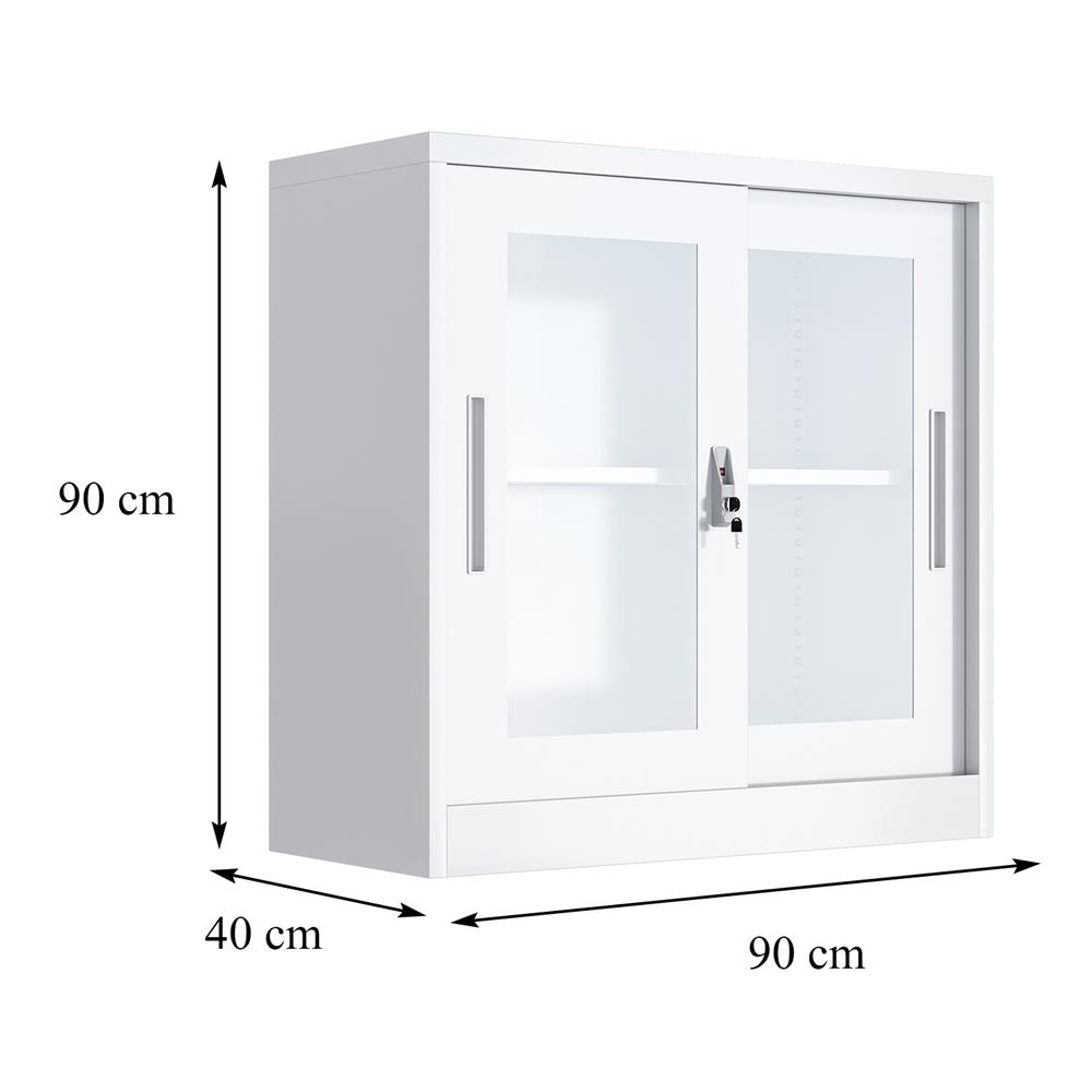 ตู้เหล็กบานเลื่อนกระจก FURDINI KULLEN FYD-W002 สีขาว