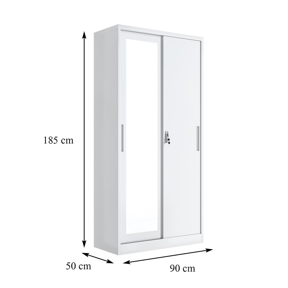 ตู้เสื้อผ้าเหล็ก 2 บานเลื่อน FURDINI KULLEN FYD-G009 สีขาว