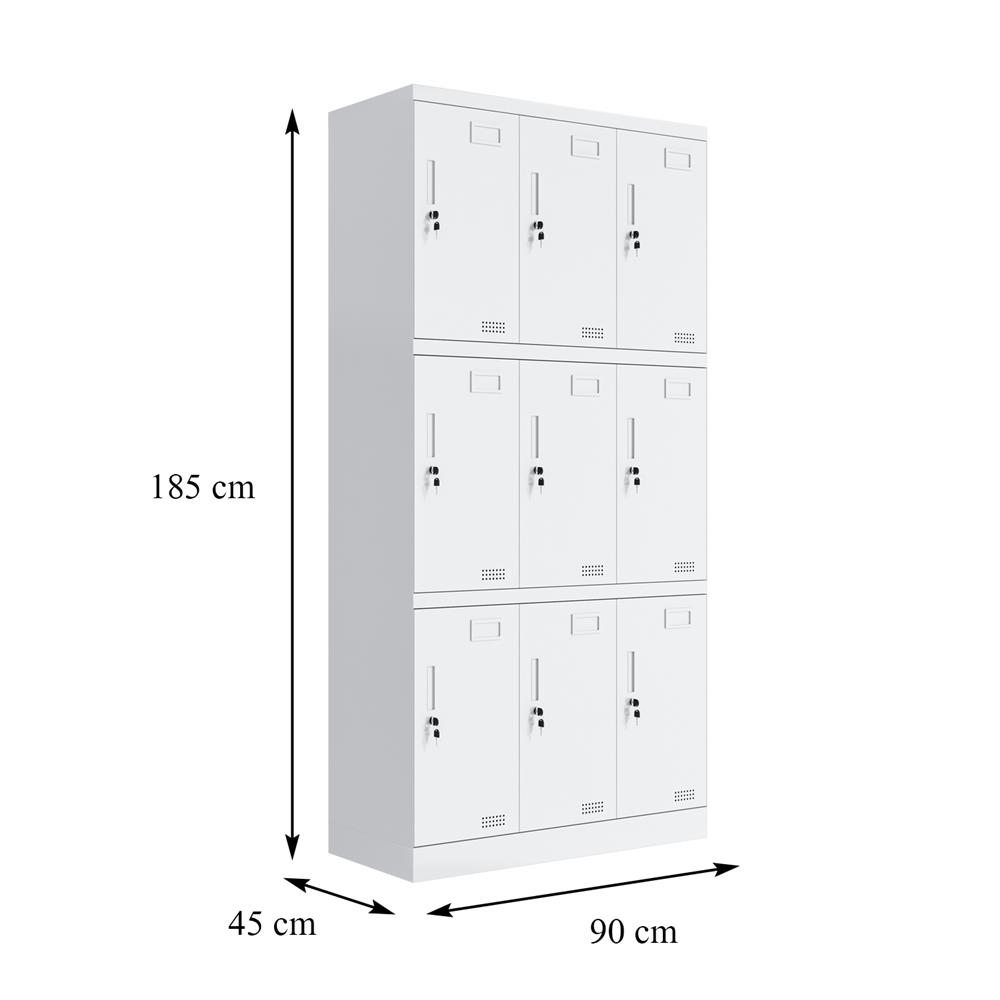 ตู้ล็อกเกอร์เหล็ก 9 ประตู FURDINI KULLEN FYD-DG005 สีขาว