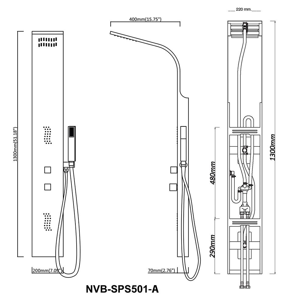 ชุดผนังอาบน้ำ NOVABATH NVB-SPS501-A สีทอง