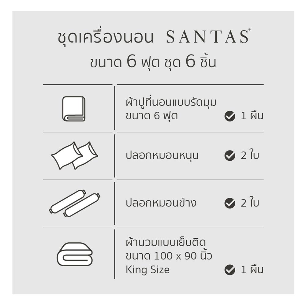 ชุดผ้าปูที่นอน 6 ฟุต 6 ชิ้น SANTAS TWEEDIA GR