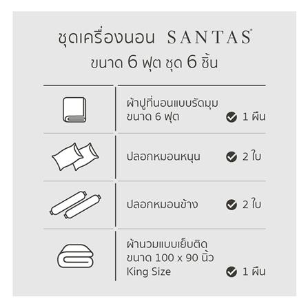 ชุดผ้าปูที่นอน 6 ฟุต 6 ชิ้น SANTAS TWEEDIA GR_6
