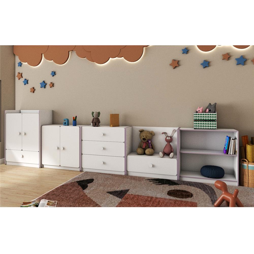 ตู้เสื้อผ้าสำหรับเด็ก 2 บานเปิด OYAKOO CARTER สีขาว/ชมพู