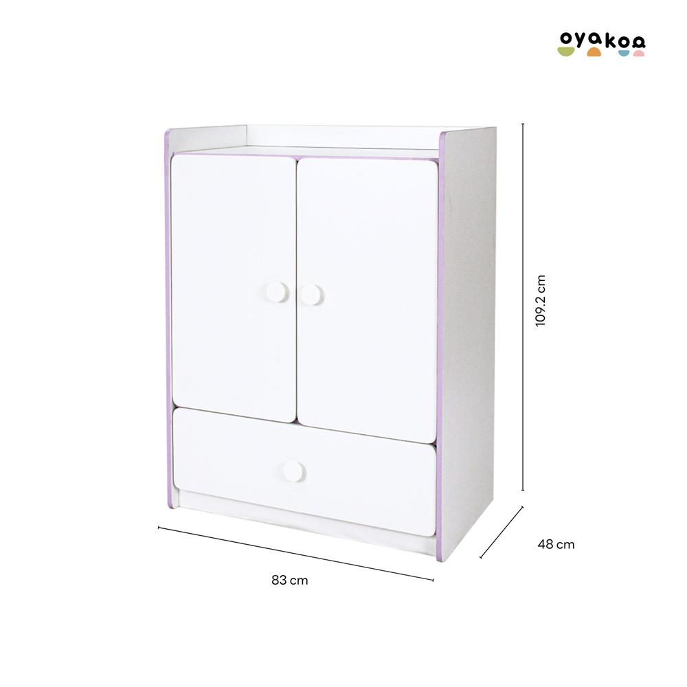ตู้เสื้อผ้าสำหรับเด็ก 2 บานเปิด OYAKOO CARTER สีขาว/ชมพู