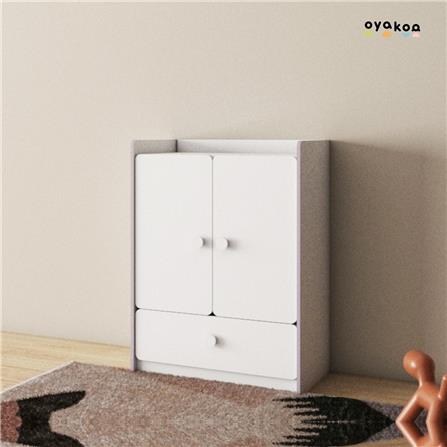 ตู้เสื้อผ้าสำหรับเด็ก 2 บานเปิด OYAKOO CARTER สีขาว/ชมพู_5