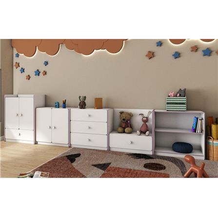 ตู้เสื้อผ้าสำหรับเด็ก 2 บานเปิด OYAKOO CARTER สีขาว/ชมพู_6