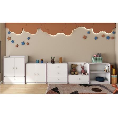 ตู้เสื้อผ้าสำหรับเด็ก 2 บานเปิด OYAKOO CARTER สีขาว/ชมพู_7