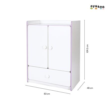 ตู้เสื้อผ้าสำหรับเด็ก 2 บานเปิด OYAKOO CARTER สีขาว/ชมพู_8