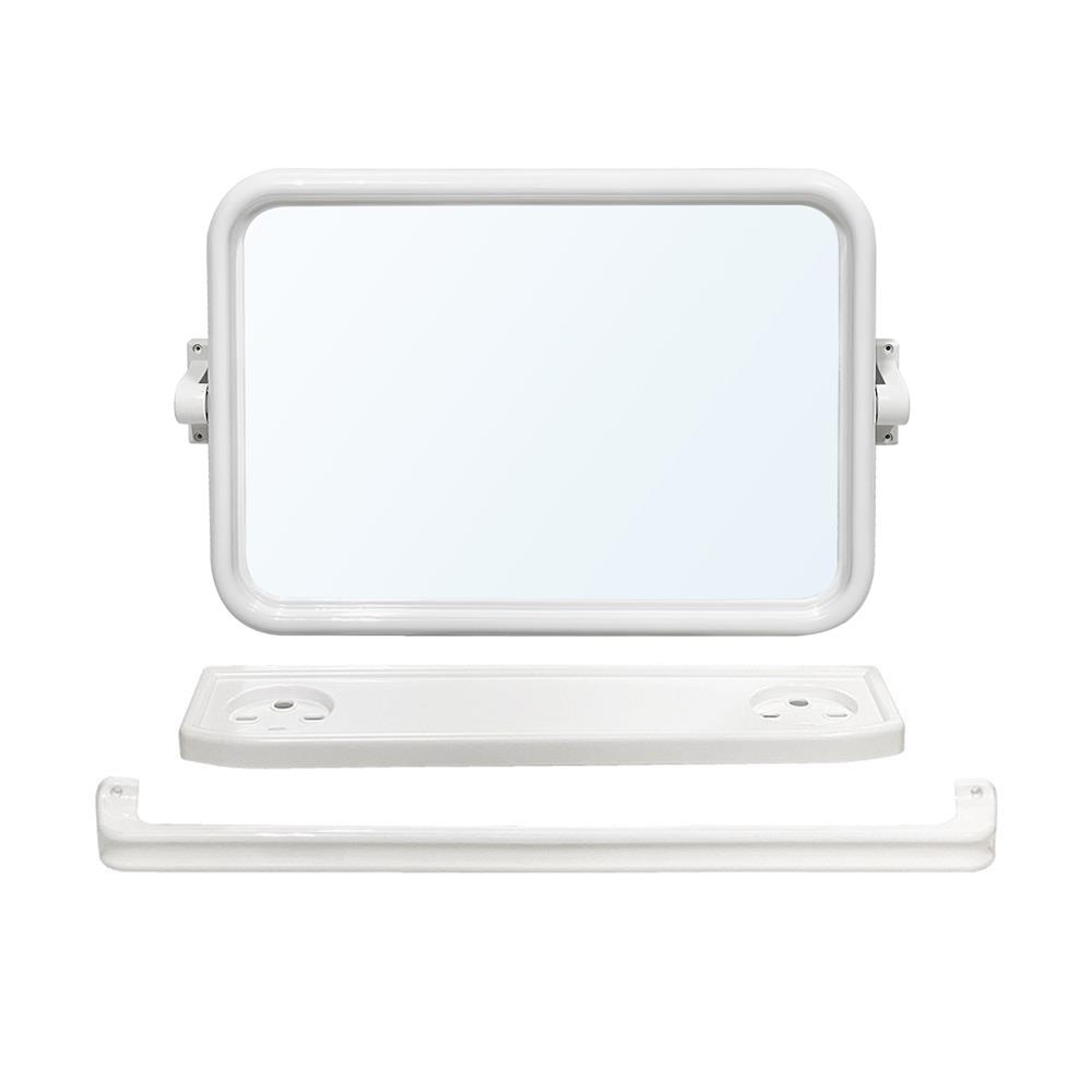 กระจกพลาสติก 3 ชิ้น BATH TIME 14917 เหลี่ยม สีขาว