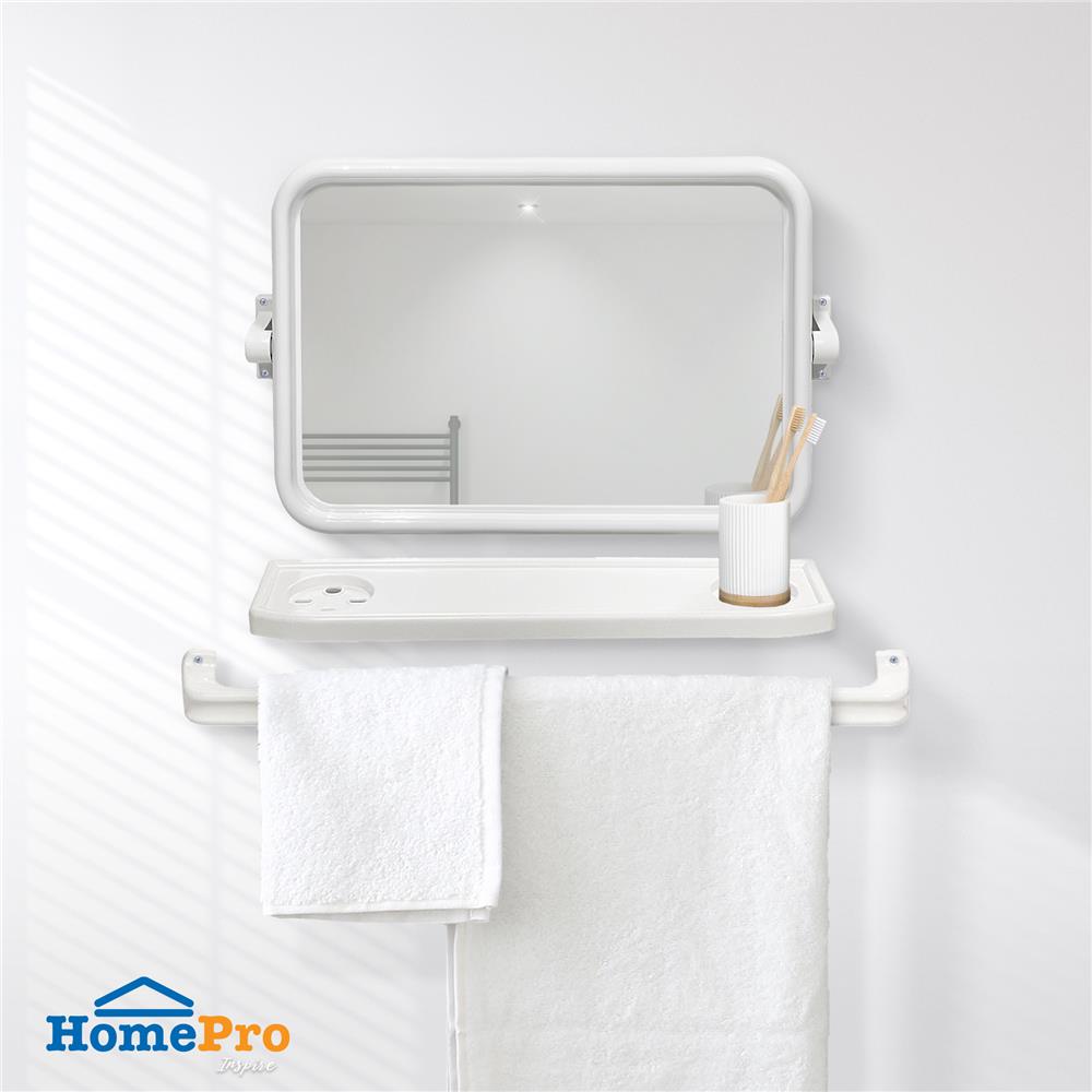 กระจกพลาสติก 3 ชิ้น BATH TIME 14917 เหลี่ยม สีขาว