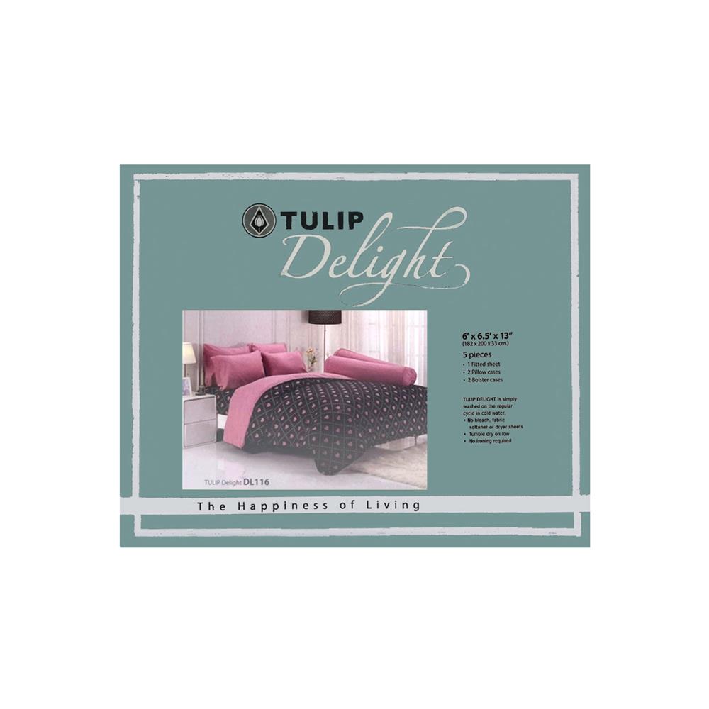 ชุดผ้าปูที่นอน 6 ฟุต (ชุด 5 ชิ้น) TULIP DELIGHT 60012-DL116