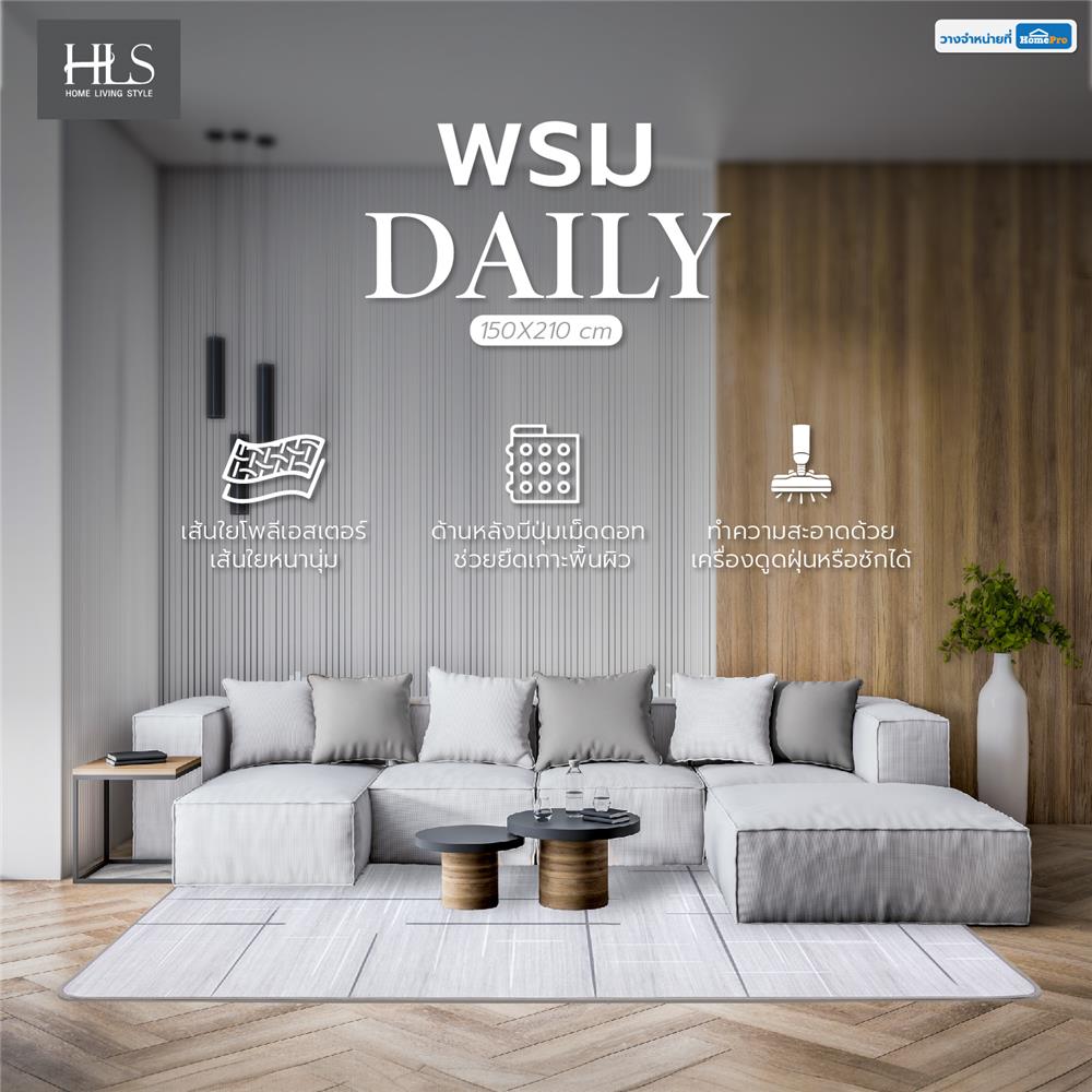 พรม HOME LIVING STYLE DAILY 150X210 ซม. สีเทา