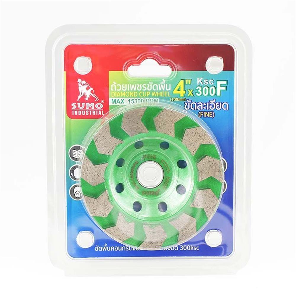 ถ้วยเพชรขัดพื้น ชนิดขัดละเอียด SUMO 300F 4 นิ้ว สีเขียว