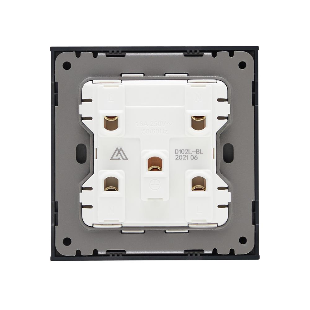 ชุดเต้ารับคู่ 3 ขา 2 ช่อง SAHN D102L-BL สีดำ