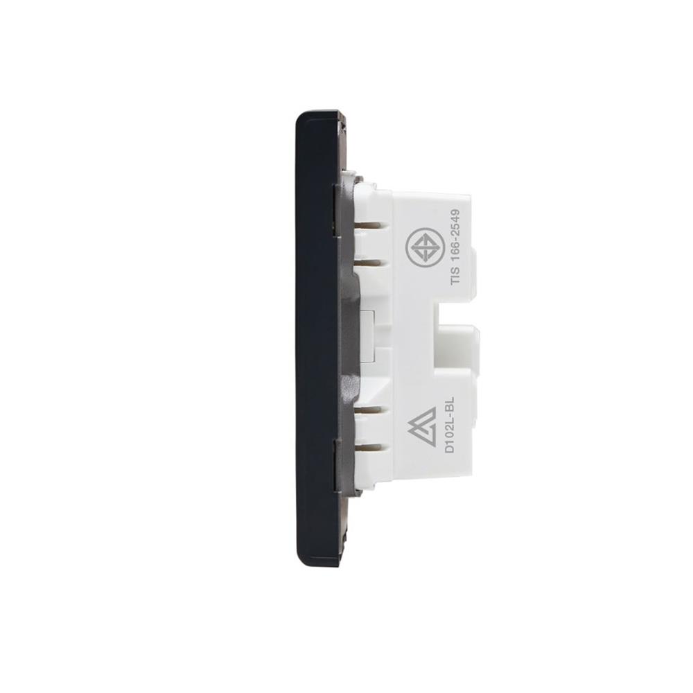 ชุดเต้ารับคู่ 3 ขา 2 ช่อง SAHN D102L-BL สีดำ