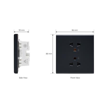 ชุดเต้ารับคู่ 3 ขา 2 ช่อง SAHN D102L-BL สีดำ_4