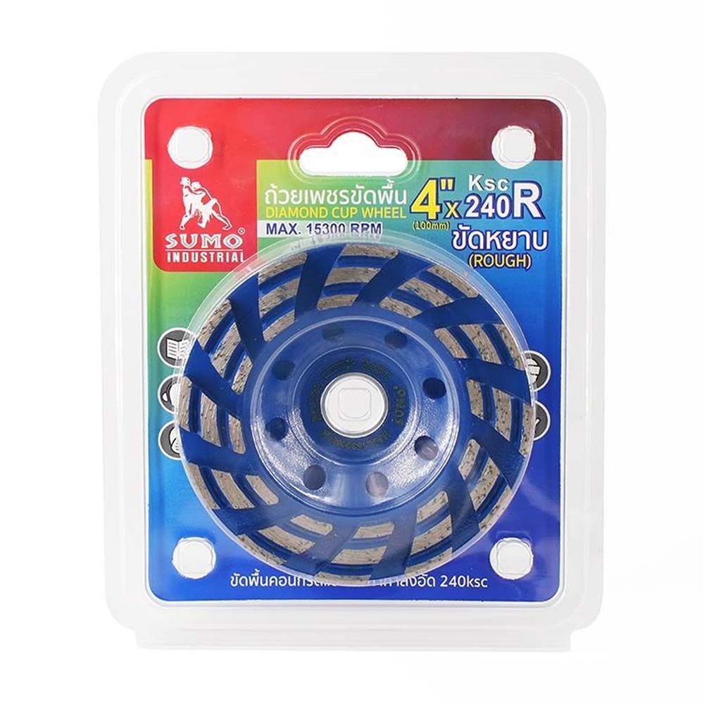 ถ้วยเพชรขัดพื้น ชนิดขัดหยาบ SUMO 240R 4 นิ้ว สีน้ำเงิน