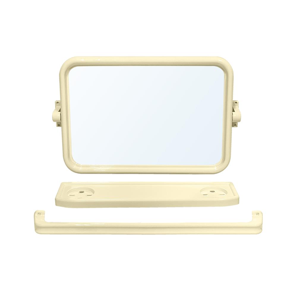 กระจกพลาสติก 3 ชิ้น BATH TIME 14926 เหลี่ยม สีเบจ