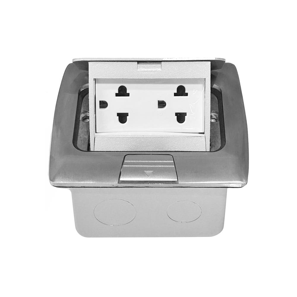 เต้ารับฝังพื้นสเตนเลส พร้อมเต้ารับคู่มีกราวด์ 3 ขา EAGLE EGP-18AM/P