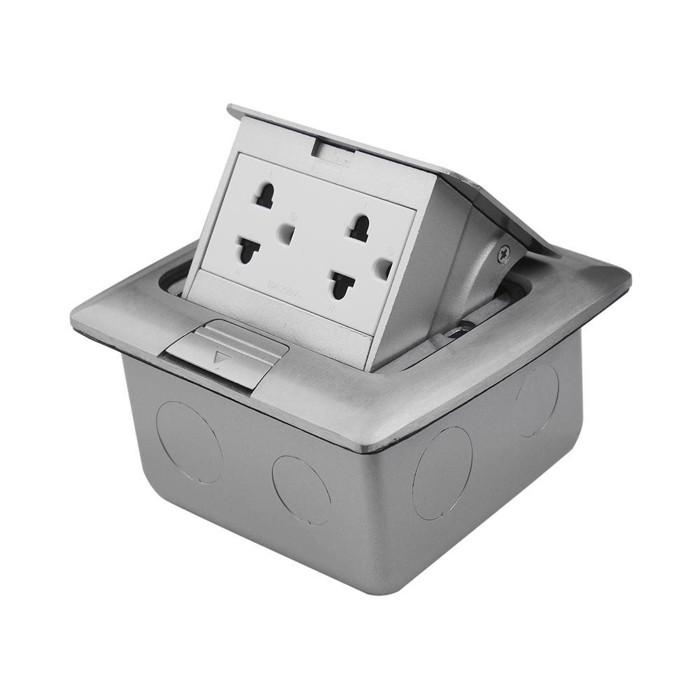 เต้ารับฝังพื้นสเตนเลส พร้อมเต้ารับคู่มีกราวด์ 3 ขา EAGLE EGP-18AM/P