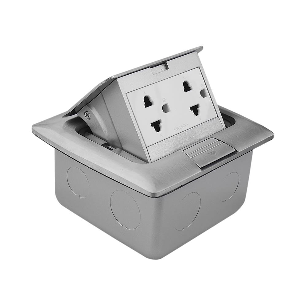 เต้ารับฝังพื้นสเตนเลส พร้อมเต้ารับคู่มีกราวด์ 3 ขา EAGLE EGP-18AM/P