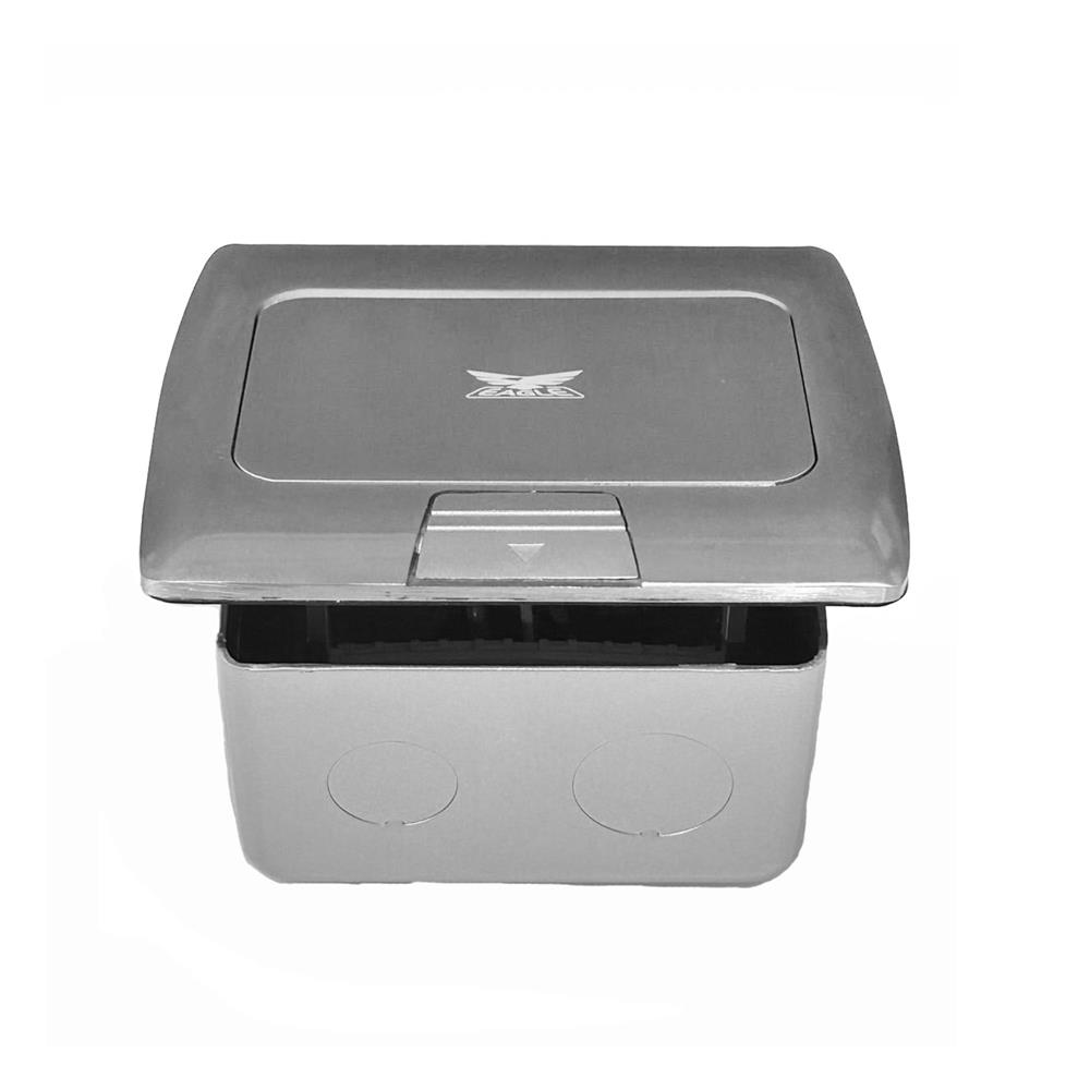 เต้ารับฝังพื้นสเตนเลส พร้อมเต้ารับคู่มีกราวด์ 3 ขา EAGLE EGP-18AM/P