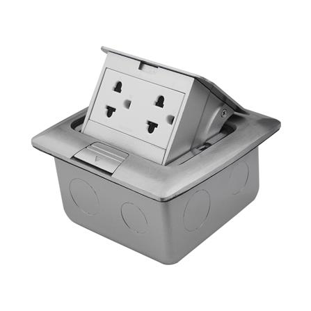 เต้ารับฝังพื้นสเตนเลส พร้อมเต้ารับคู่มีกราวด์ 3 ขา EAGLE EGP-18AM/P_1