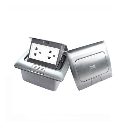 เต้ารับฝังพื้นสเตนเลส พร้อมเต้ารับคู่มีกราวด์ 3 ขา EAGLE EGP-18AM/P_7