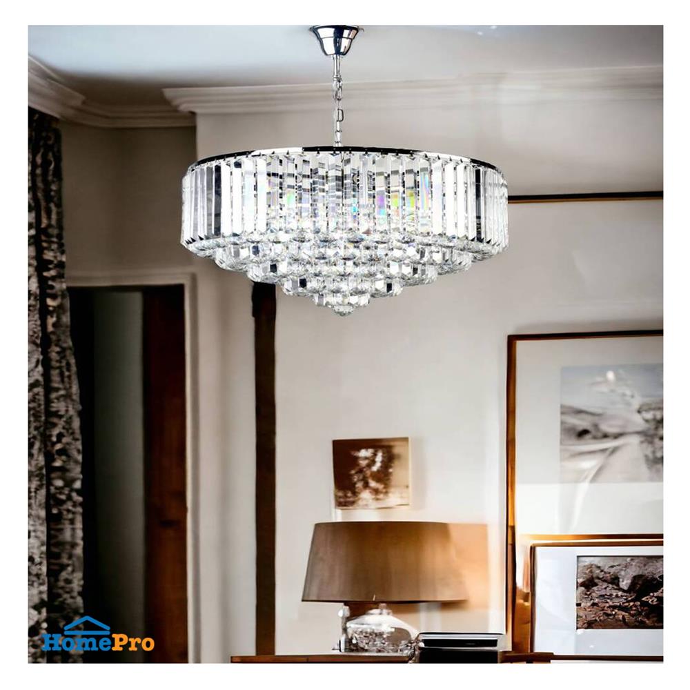 ไฟช่อ L&E 01-02749 สีใส/เงิน 12 หัว