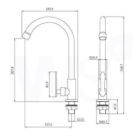 ก๊อกซิงค์เดี่ยวเคาน์เตอร์ WS WS-2231J สเตนเลส_3