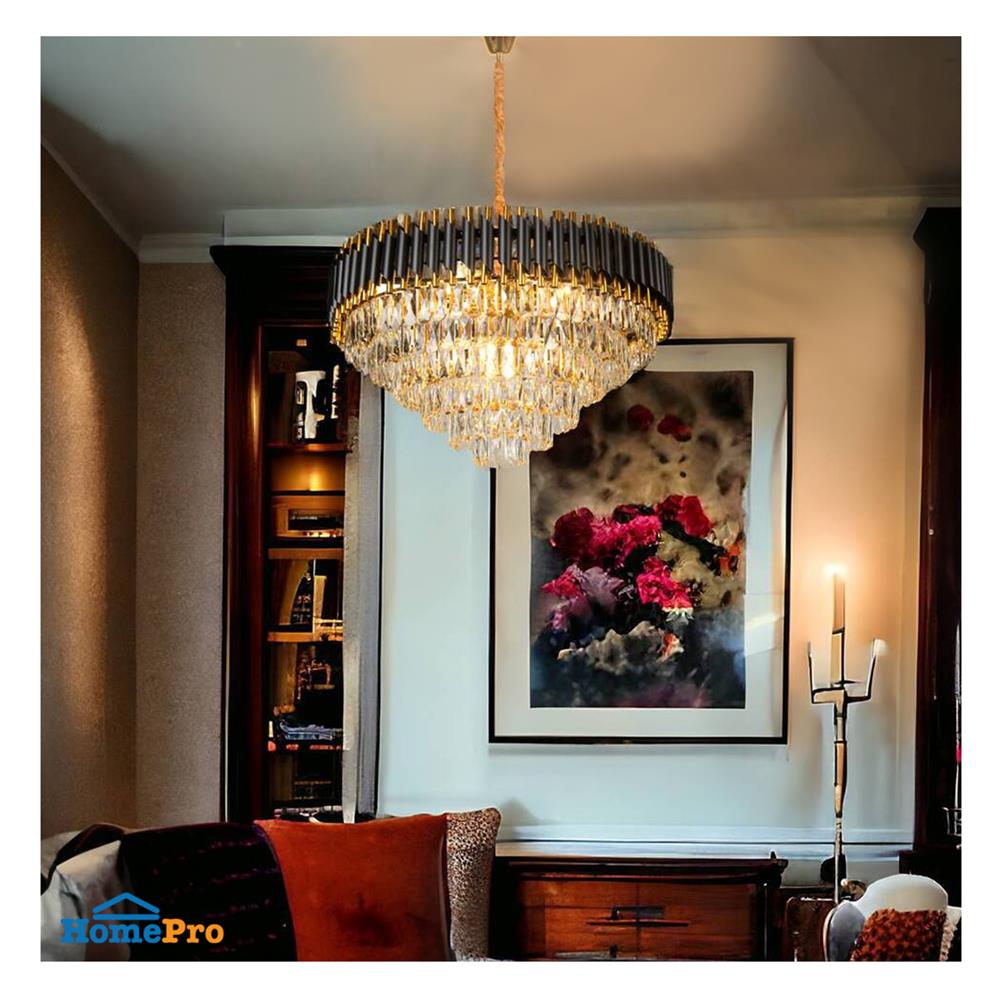 ไฟช่อ LUMAX 01-02993 สีดำ/ใส/ทอง 12 หัว