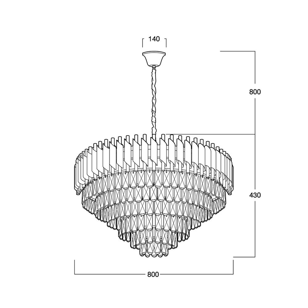 ไฟช่อ LUMAX 01-02993 สีดำ/ใส/ทอง 12 หัว