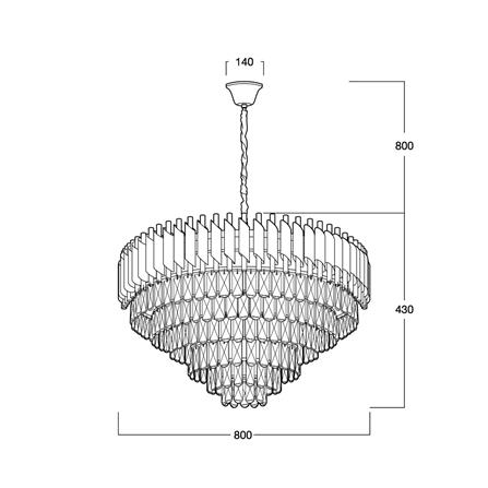 ไฟช่อ LUMAX 01-02993 สีดำ/ใส/ทอง 12 หัว_4