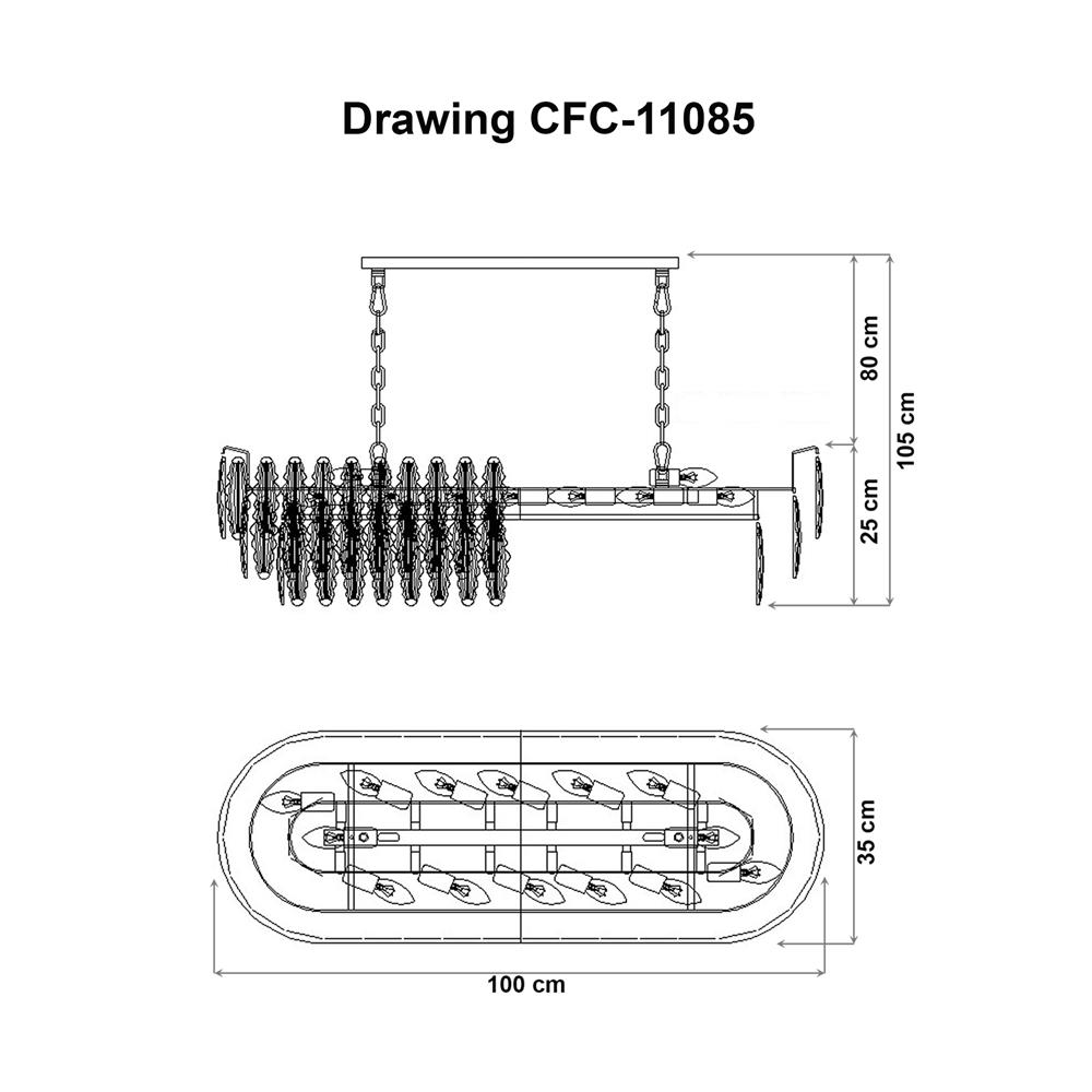 ไฟช่อ EVL CFC-11085 สีดำ/ใส/ทอง 14 หัว