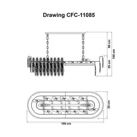 ไฟช่อ EVL CFC-11085 สีดำ/ใส/ทอง 14 หัว_3