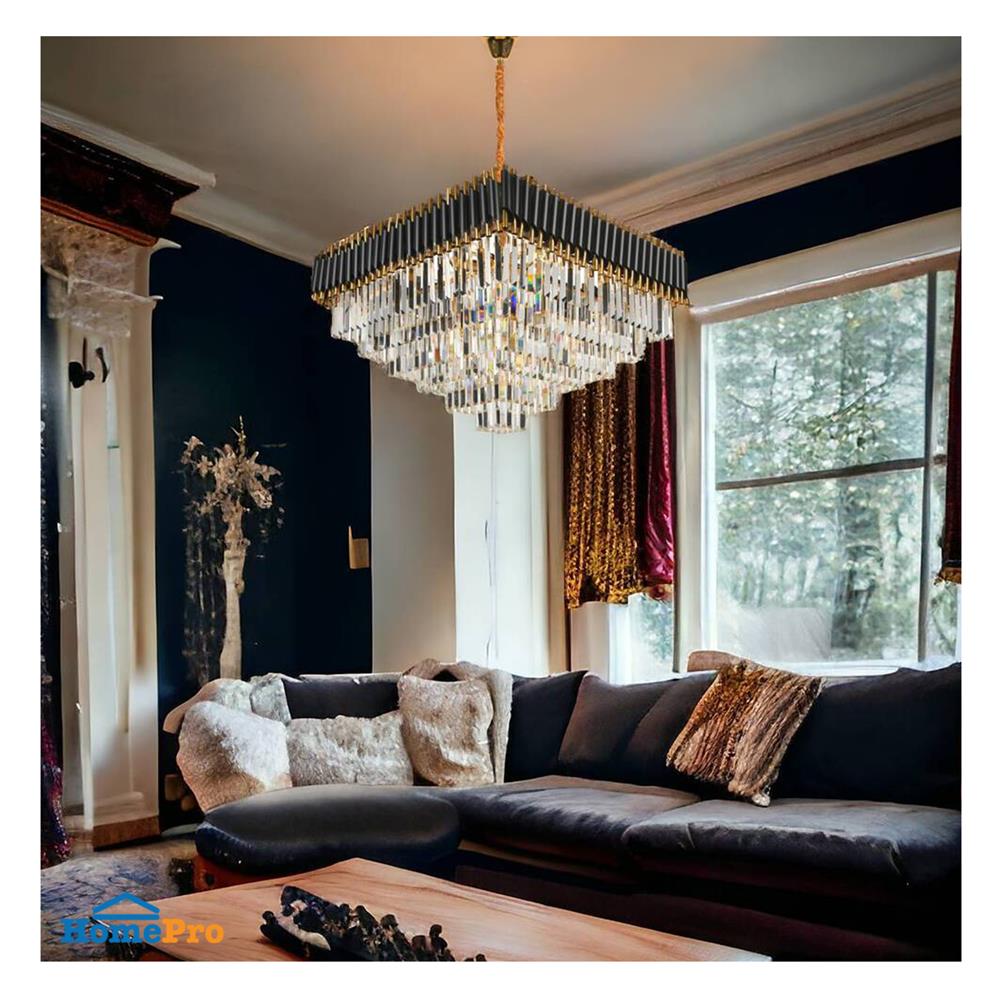 ไฟช่อ LUMAX 01-02994 สีดำ/ใส/ทอง 12 หัว